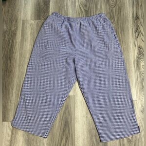 Gingham Cottagecore Capri Pants Blue & White Size